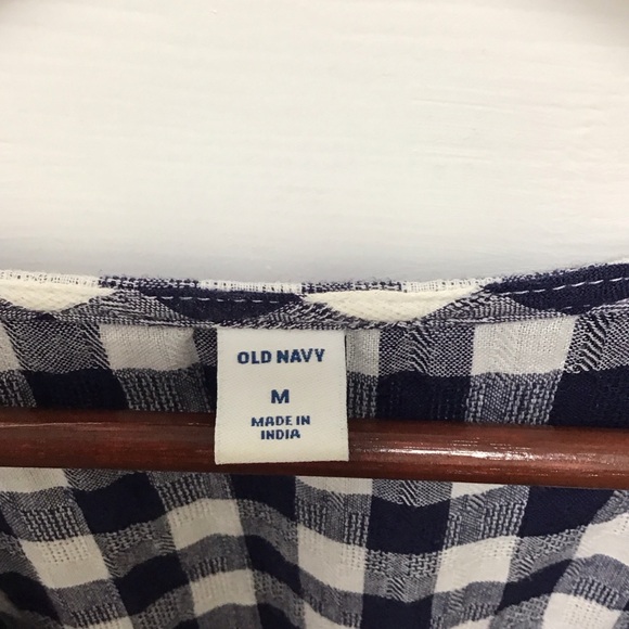 Old Navy Checkered Navy and White Midi Dress - Picture 2 of 4